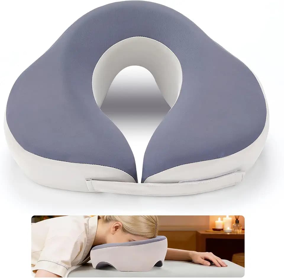 Face Down Pillow for Sleeping & Eye Surgery Recovery – Bamboo Charcoal Memory Foam Prone Pillow with Adjustable Width & Triple Airflow Vents, Ergonomic Face Cradle for Vitrectomy, Massage