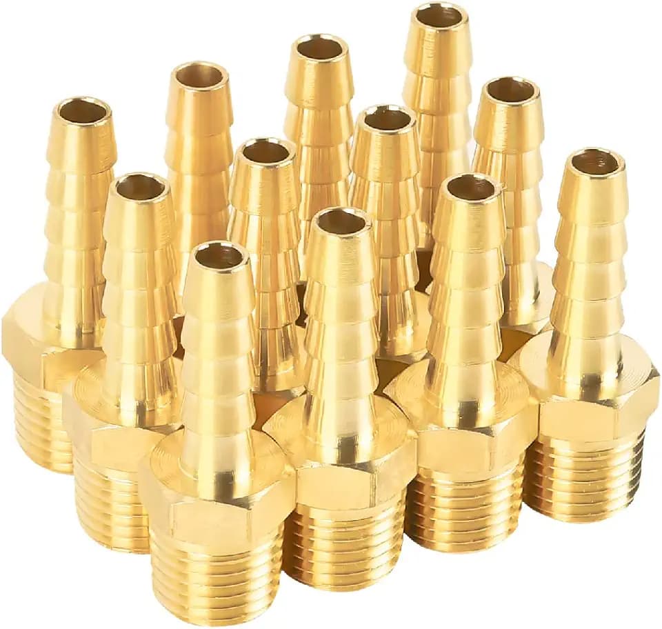 SUNGATOR 12-Pack 1/4" Air Hose Fittings, Brass Hose Barb Fitting, Adapter