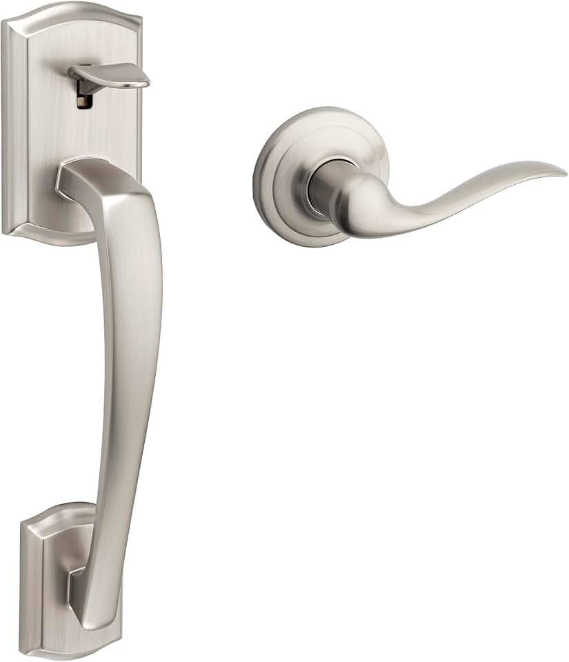 Kwikset CP815PTHXTNL-15 Clear Pack Prescott Passage Handleset with Tustin Lever Trim with No Deadbolt with RCAL Latch and RCS Strike Satin Nickel Finish