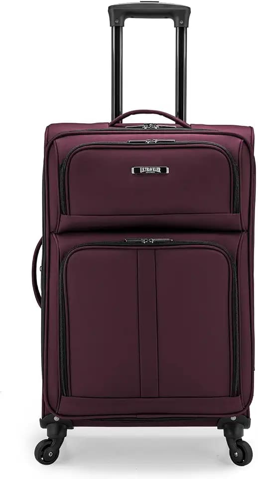 U.S. Traveler Anzio Softside Expandable Luggage with Spinner Wheels, Burgundy, 26-Inch Medium