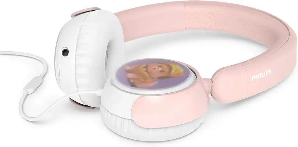 Philips K2000 Lightweight On-Ear Wired Kids Headphones - Built-in Mic, Safe Volume Limited, Audio Sharing, Foldable, Durable & Customizable, Pink