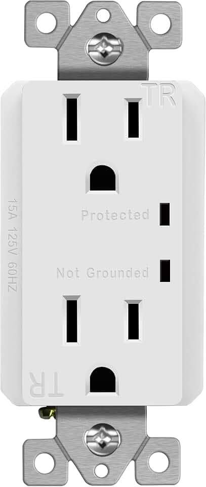 TOPGREENER Surge Protector Outlet, Tamper-Resistant, 15A 125V, White