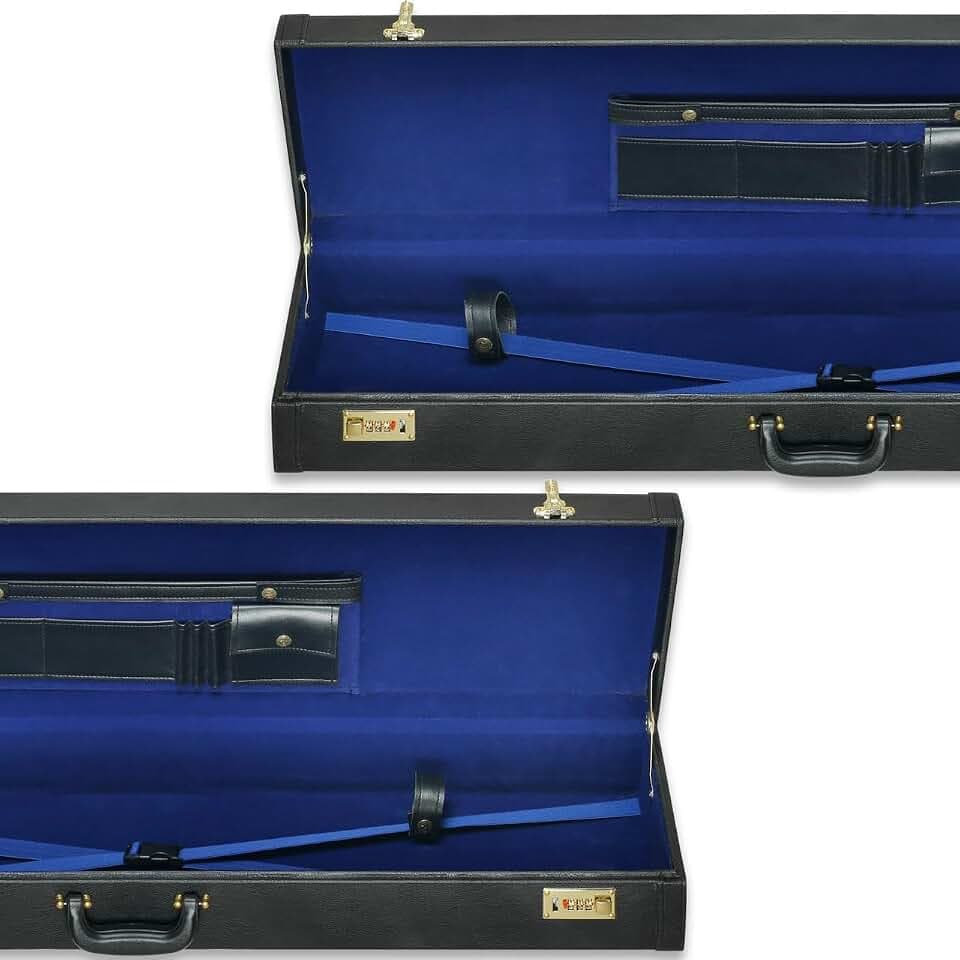 Hard Sword Carry Case 39 Inch – Black Faux Leather Presentation Briefcase with Blue Velvet Interior, Dual Combination Locks, Plain Design