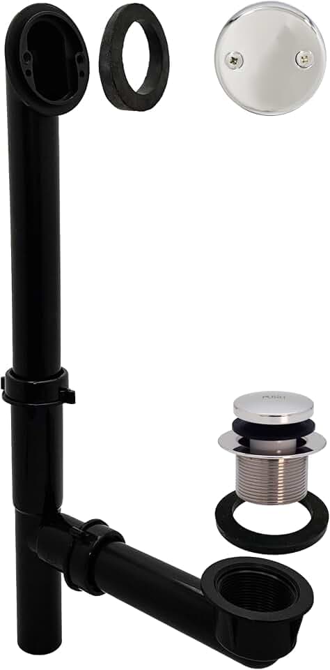 Westbrass 593144-26 Black 1-1/2" Tubular Tip-Toe Bath Waste Drain Kit, Polished Chrome