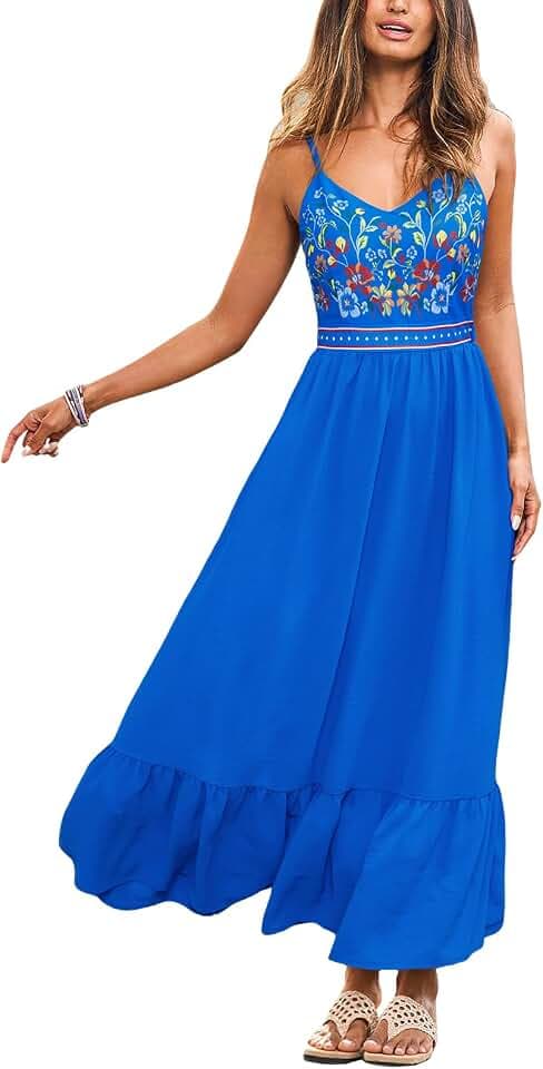 CUPSHE Women Summer Maxi Dress Casual Floral Flowy Beach Vacation Wear