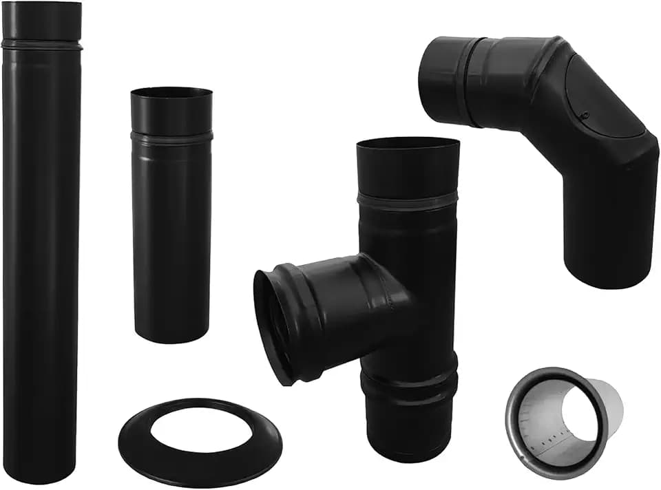 FIREFIX RES80/SET Pelletofenrohr, 80 mm, Edelstahl schwarz, Set (6-teilig)