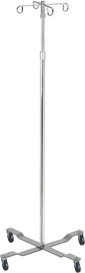Drive Medical 13029 Economy Removable Top IV Pole, 2 Hook Top, Chrome