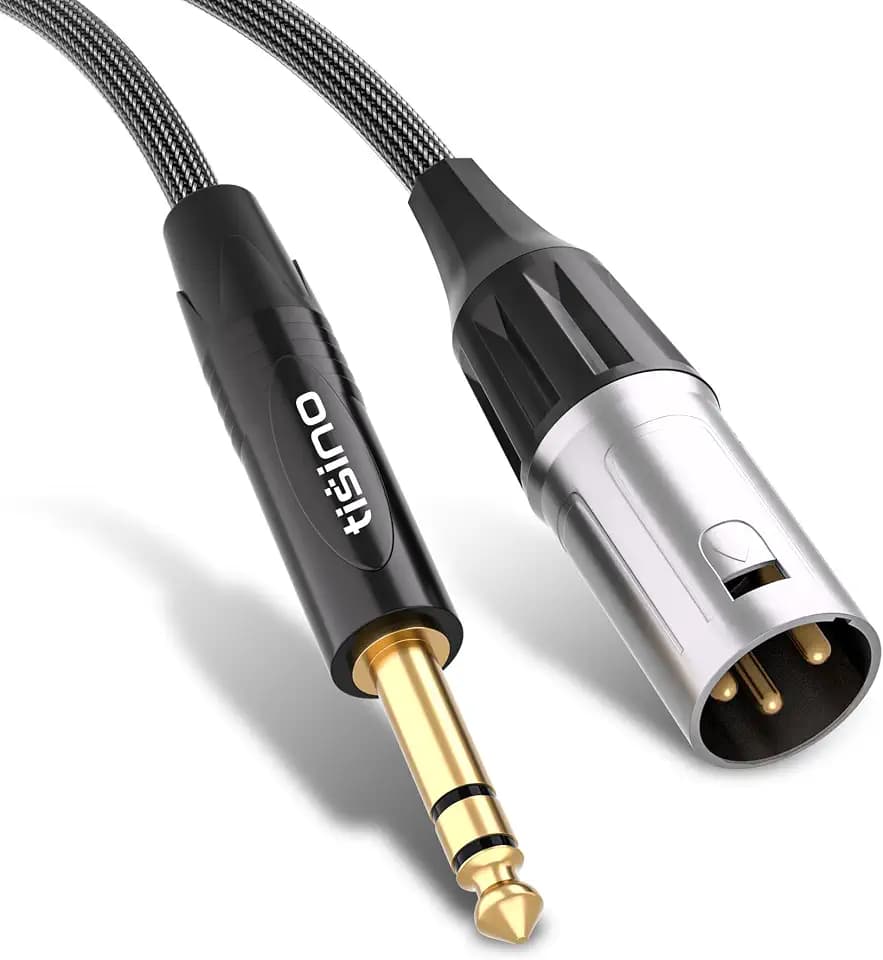 Tisino Male XLR to 1/4" TRS Balanced Microphone Cable, Nylon-Braid, 3.3FT