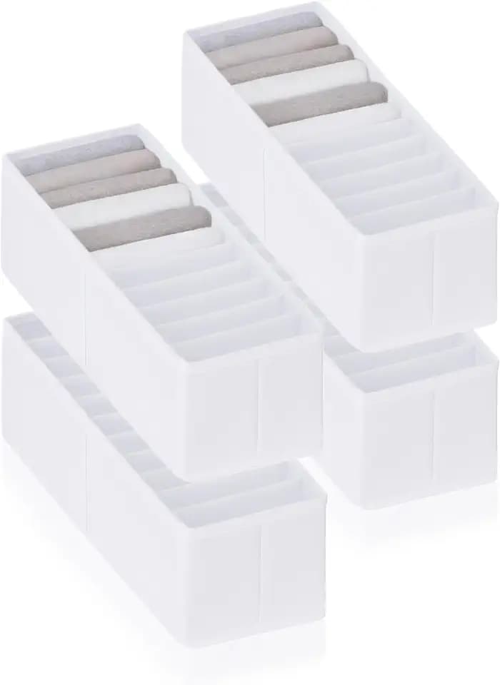 ROW&LINE® – Organizer Set – 11 extra hohe Fächer für Unterwäsche, BHs & Kleidung – Ordnungssystem Wickeltisch – strapazierfähig & abwaschbar für jeden Schrank & Schublade – weiß – Size: 4x S