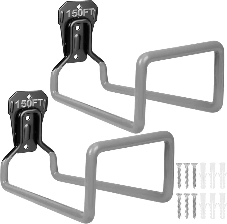 PeoMev 2PCS Water Hose Holder Wall Mount Metal Hose Hanger Garden Hose Rack