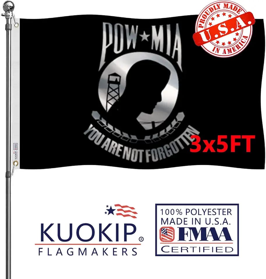 Pow Mia Military Flags 3x5 Outdoor Heavy Duty Nylon Double Sided 3 Ply Black Pow You Are Not Forgotten Prisoner of War Memorial Veterans Armed Forces Military Flag Flag Banner with 2 Grommets