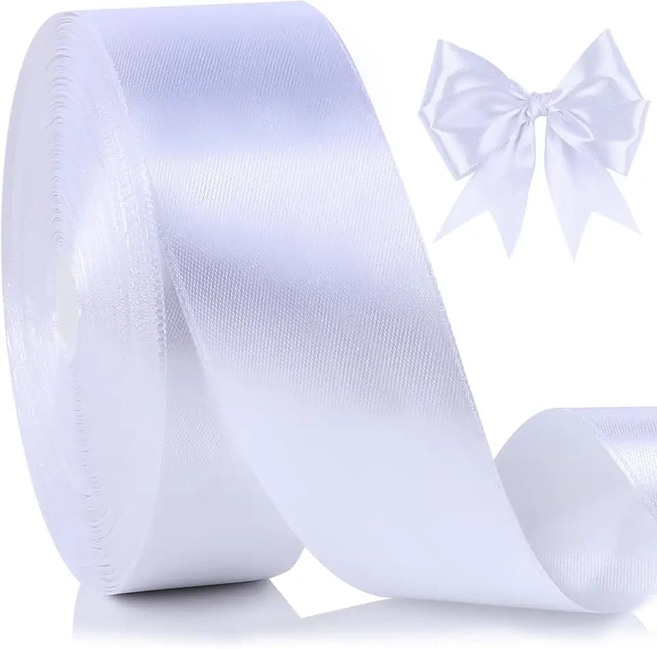 100 Yards Ribbon,1-1/2 Inch White Satin Ribbon,Single Face Satin Ribbons