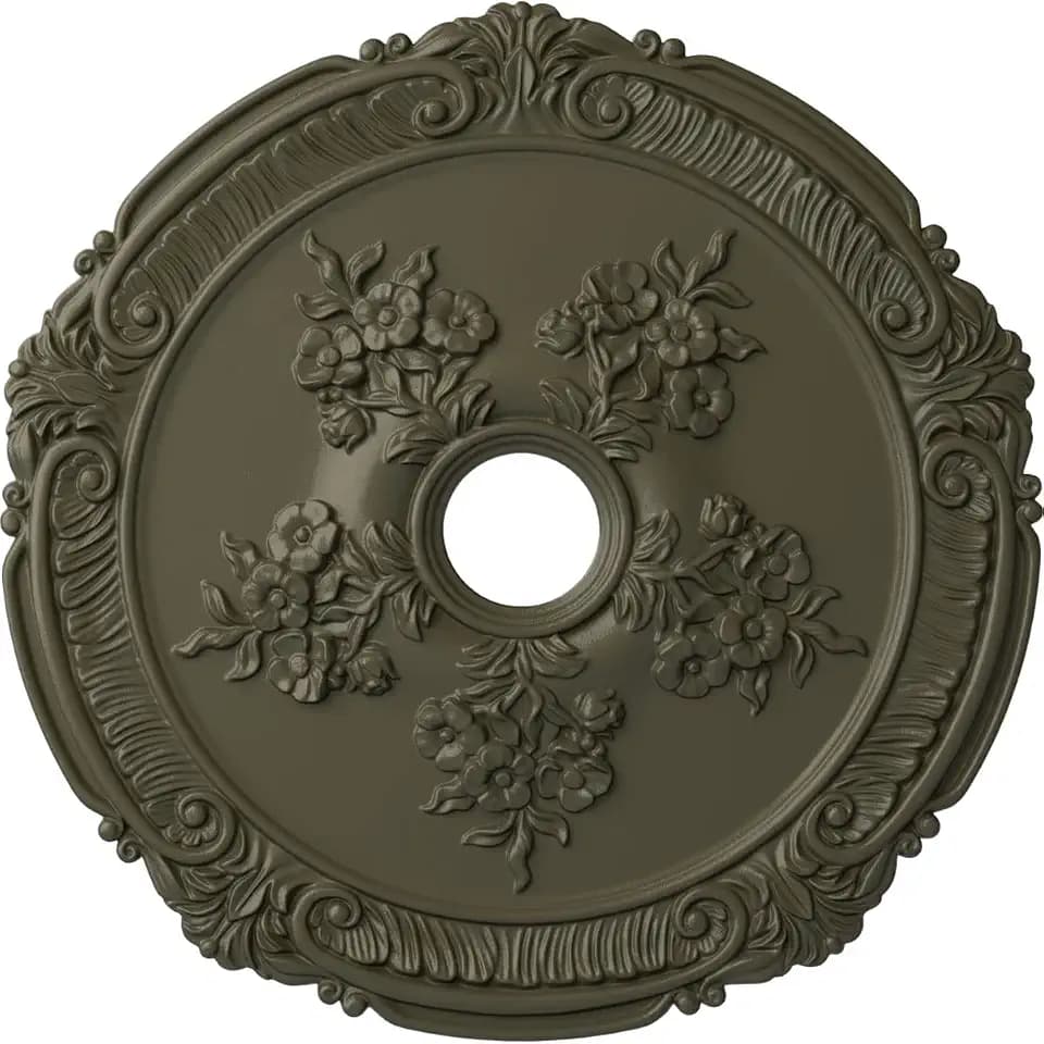 Ekena Millwork CM26ATWHF 26"OD X 3 3/4"ID X 1 1/2"P Attica With Rose Ceiling Medallion Fits Canopies Up To 4 1/2", Witch Hazel