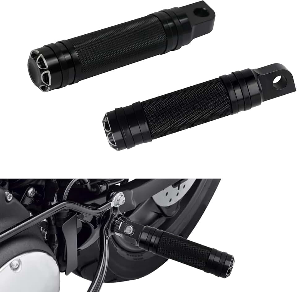 Motorcycle Foot Pegs Rest, Black Mounting Footpegs, Male Billet Pedals Mount Footrests Compatible with Harley Sportster, Dyna, Road King, Heritage Electra Glide Fat Bob