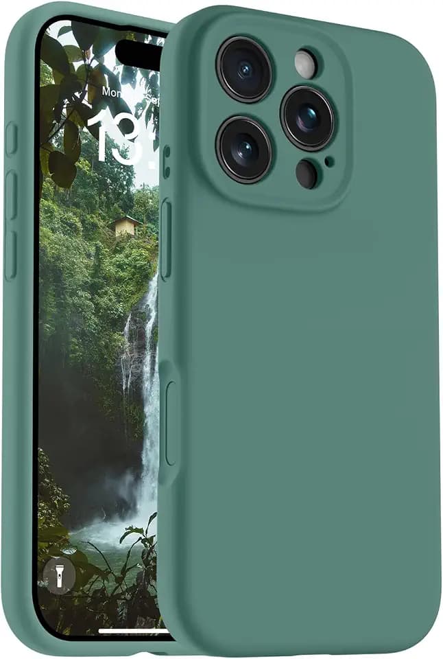 OTOFLY Magnetic for iPhone 16 Pro Case,Compatible with Magsafe,Classic Liquid Silicone Mobile Phone Case,Integrated Camera Control Button,Anti-Scratch Microfiber Lining, Pine Green