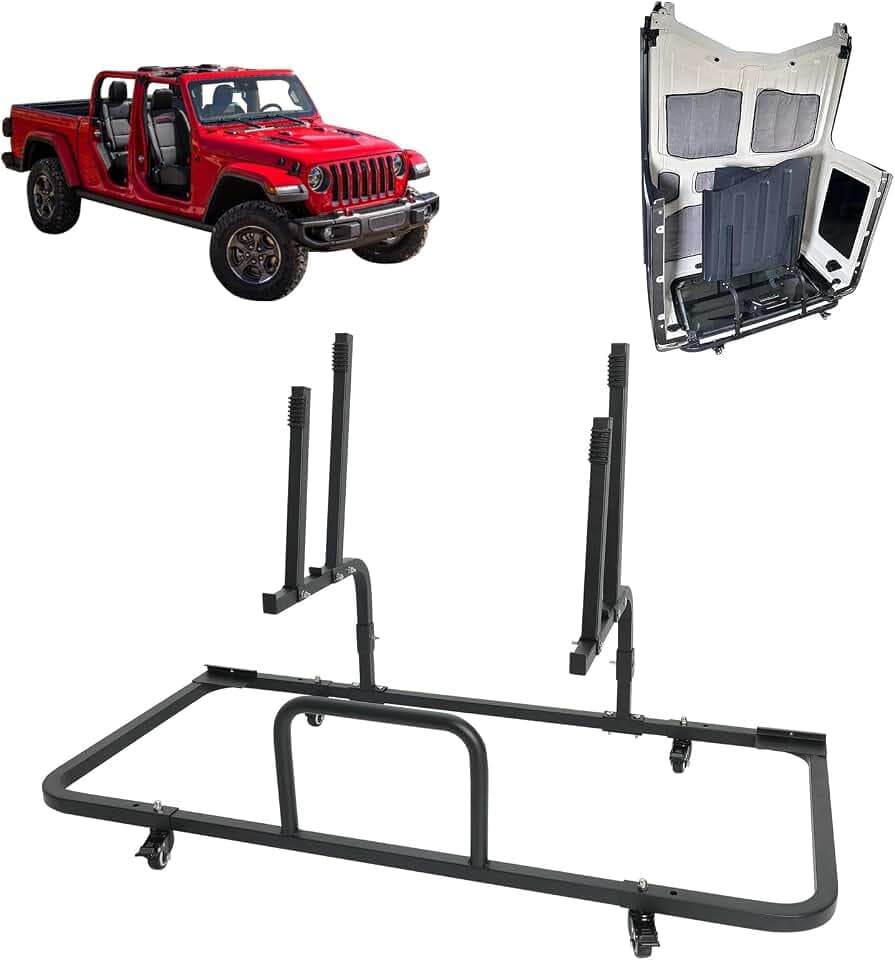SUNPIE Hardtop Storage Cart for 1987-2025 Jeep Wrangler, Sliding Rack