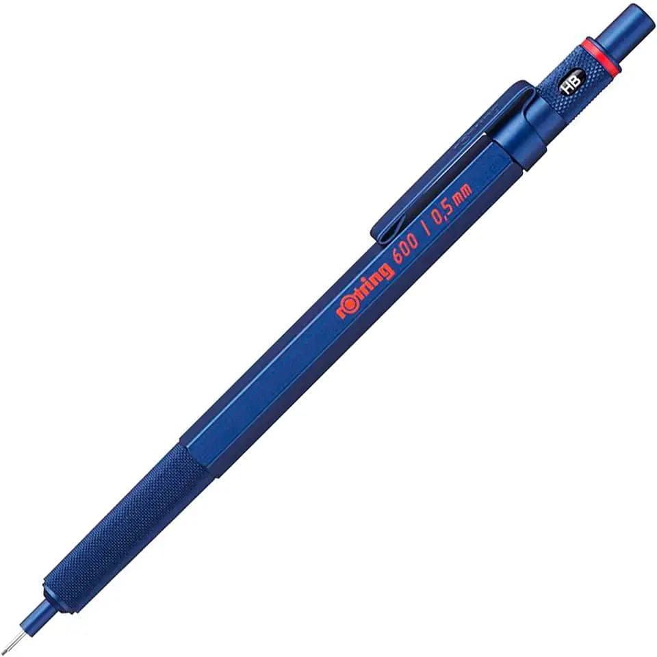rOtring 600 Druckbleistift | 0,5 mm | Blau | Ergonomisches Vollmetallgehäuse