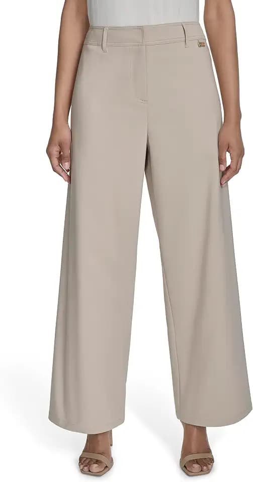 Halston Women's Straight Leg Compression Cotton Office Workwear Pant