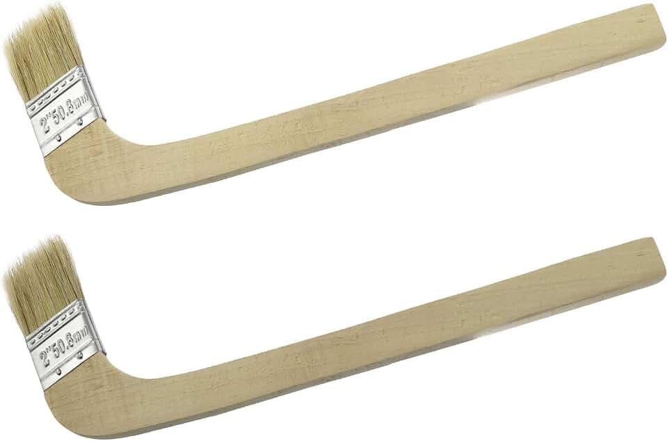 2PCS Wooden Handle Bent Handle Paint Brush 2 inches Bristle Brush Marine Paint Brush Reusable and Washable Suitable for Home Decoration Construction or Industrial Use
