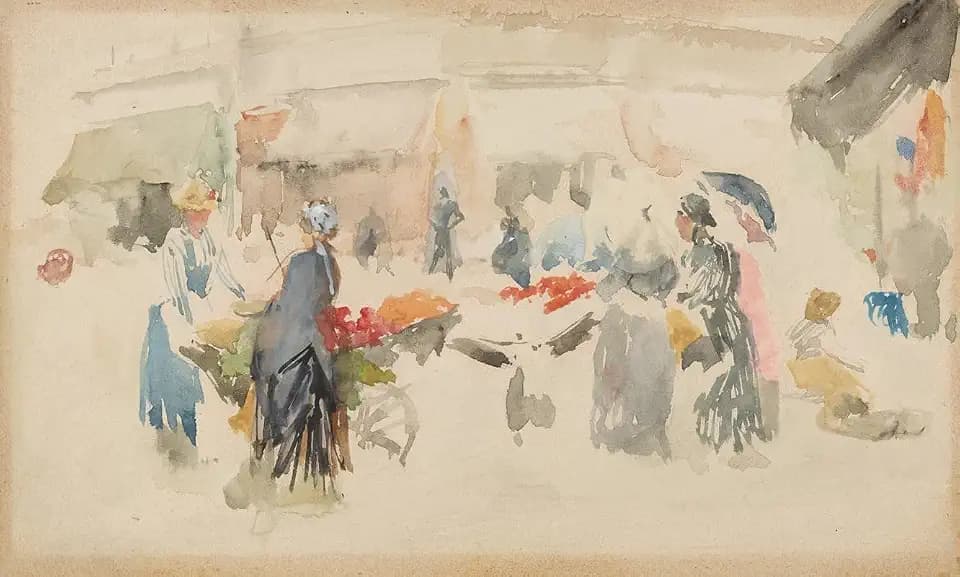 Flower Market; Dieppe (1885) Poster Print by James Abbott McNeill Whistler (24 x 36)