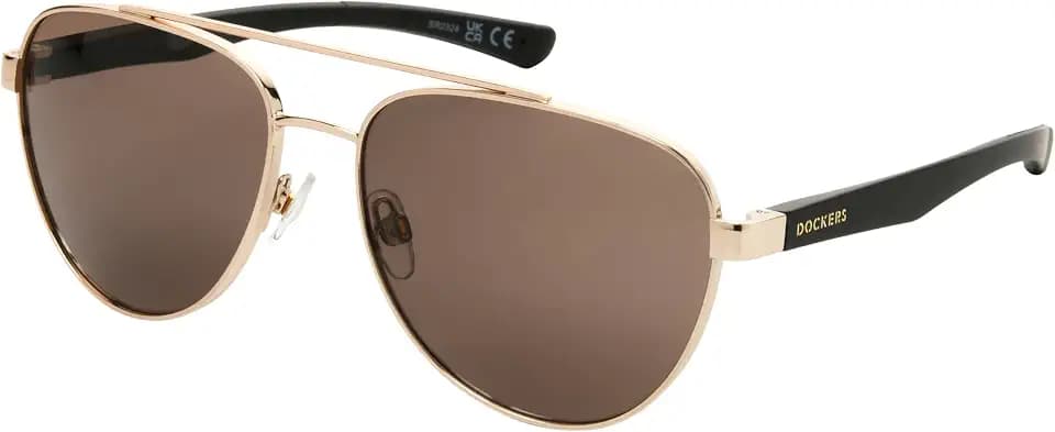 Dockers Men's Gregory Aviator Sunglasses, Gold, 58 mm