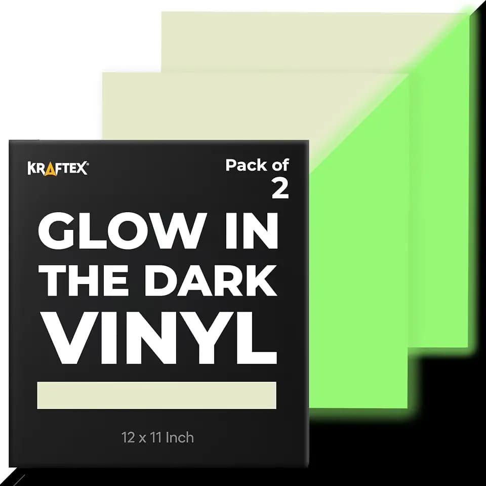Glow in Dark Vinyl - 2 pk Adhesive Sheets [12x11 Inch]. Permanent Vinyl Paper and Cricut Vinyl Sheets - Spooky Halloween Glow in The Dark Paper with Permanent Adhesive