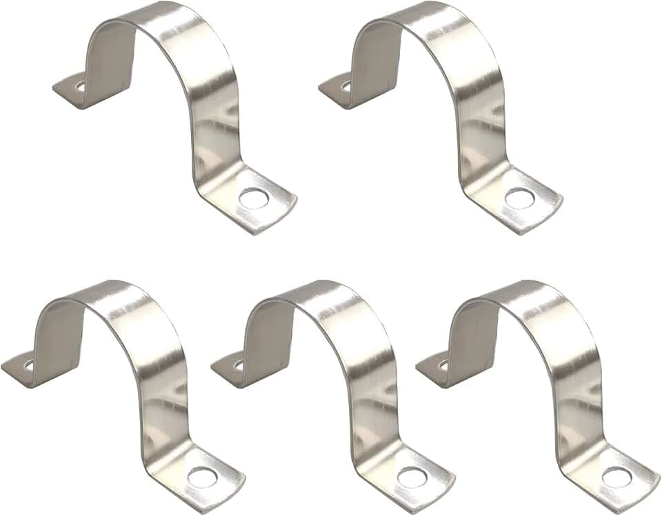3 1/2 Inch Pipe Strap 304 Stainless Steel Conduit Strap 2 Hole Heavy Duty Strap Clamp for Tube Pipe or Wire Cord Installation(89mm 5pcs)