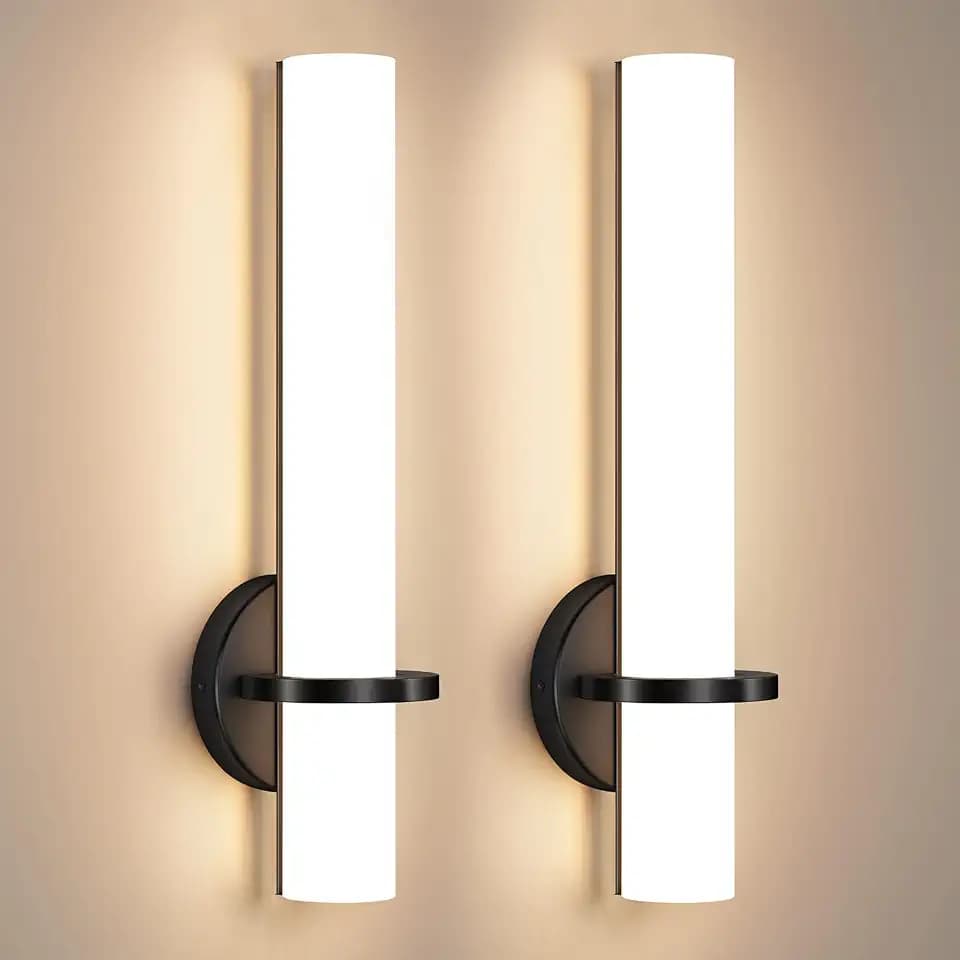 AIJIASI 18 Inch Wall Sconces Set of Two, Black Bathroom Sconces 18W 2700K-5000K LED Dimmable Modern Wall Sconces with Acrylic Shade for Bedroom Living Room Hallway Stairway