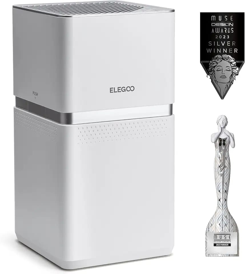 ELEGOO MarsMate Luftreiniger, Entfernt bis zu 95% TVOC, mit VOC Smart Sensor, Kompatibel mit ELEGOO Mars 4 Max, Mars 4 DLP, Saturn 3 Serie und Saturn 2 Resin 3D-Drucker, Größe von 210 * 247 * 410 mm