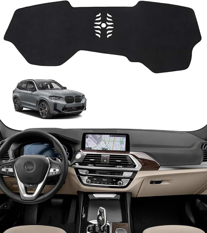 BIBLOZ Dash Cover for BMW X3 2018-2024 & BWM X4 2019-2025 Accessories Black Flannel Dashboard Cover Mat Car Dashboard UV Sun Protection(No HUD)