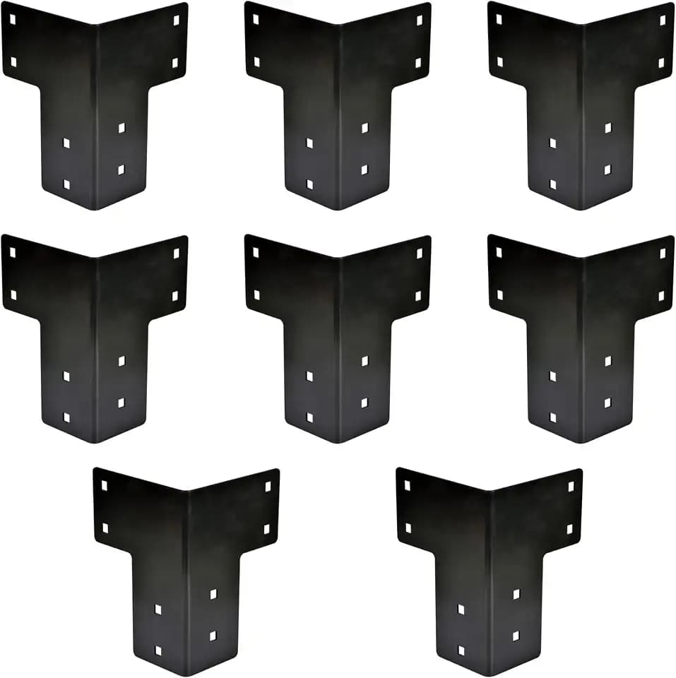 8-Pack Heavy Duty Workbench Table Corner Brackets | 11-Gauge Carbon Steel | Right Angle Braces for DIY, Garage Tables & Workshop Builds | Powder-Coated Black | Includes Hardware | Made in USA