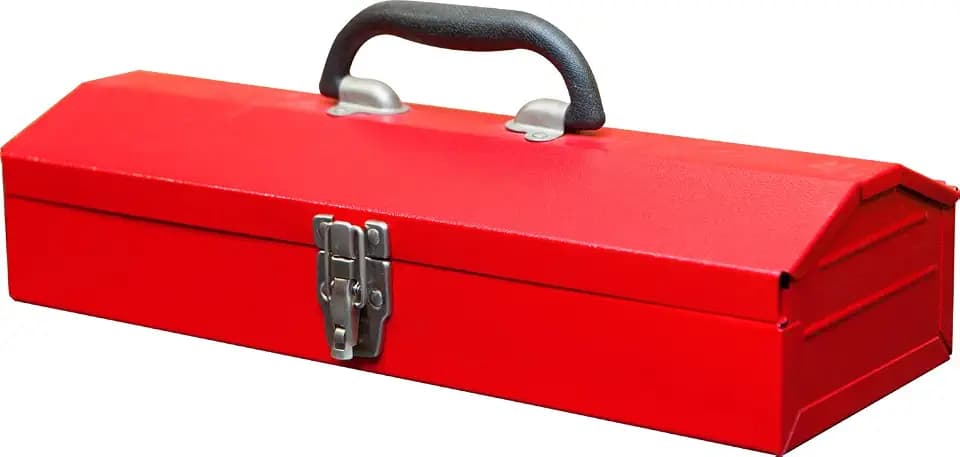 BIG RED Metal Tool Box, Hip Roof Style Portable Steel Tool Box Organizer