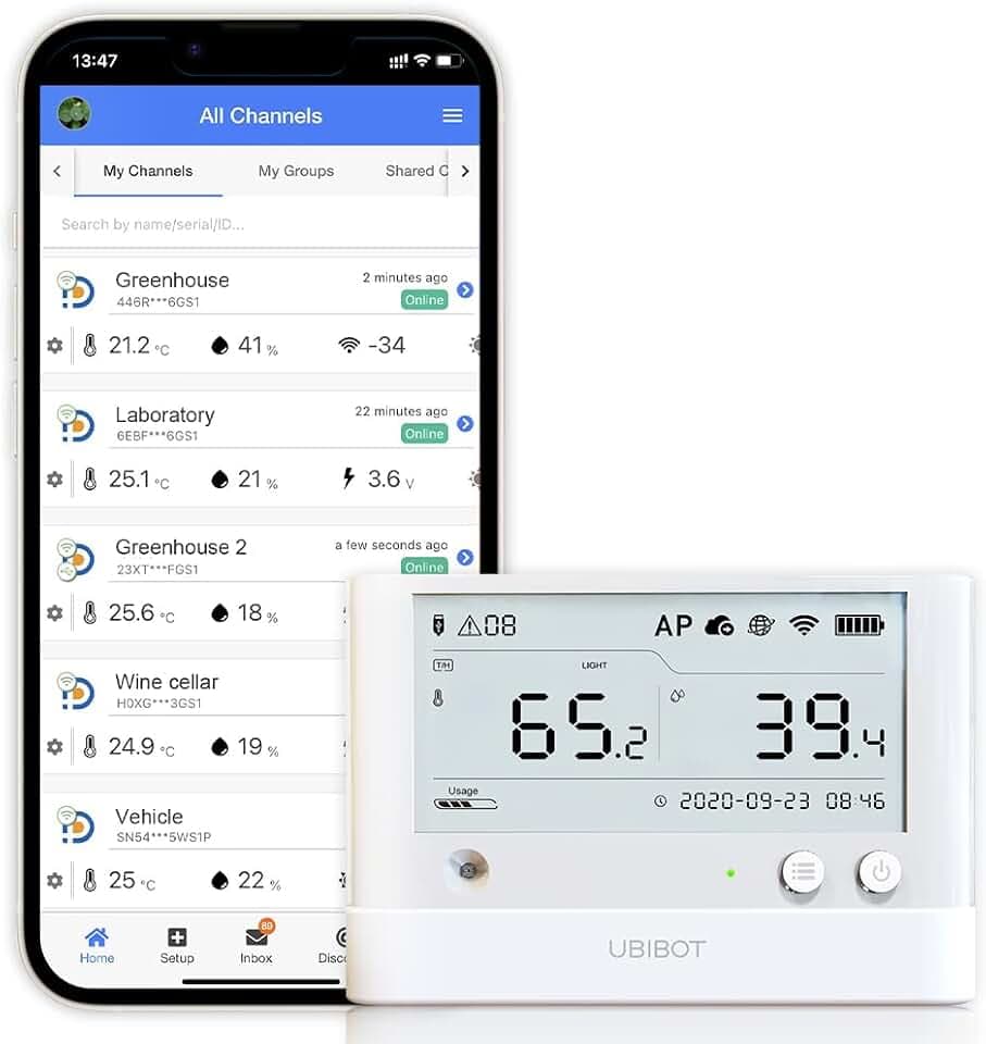 UbiBot WS1 Pro | Temperatur- und Feuchtigkeitssensor, drahtloser Temperaturmonitor, Gefrierthermometer, ferngesteuerter, IFTTT Alexa, APP auf Deutsch erhältlich mit Datenspeicherung (nur 2,4 GHz)