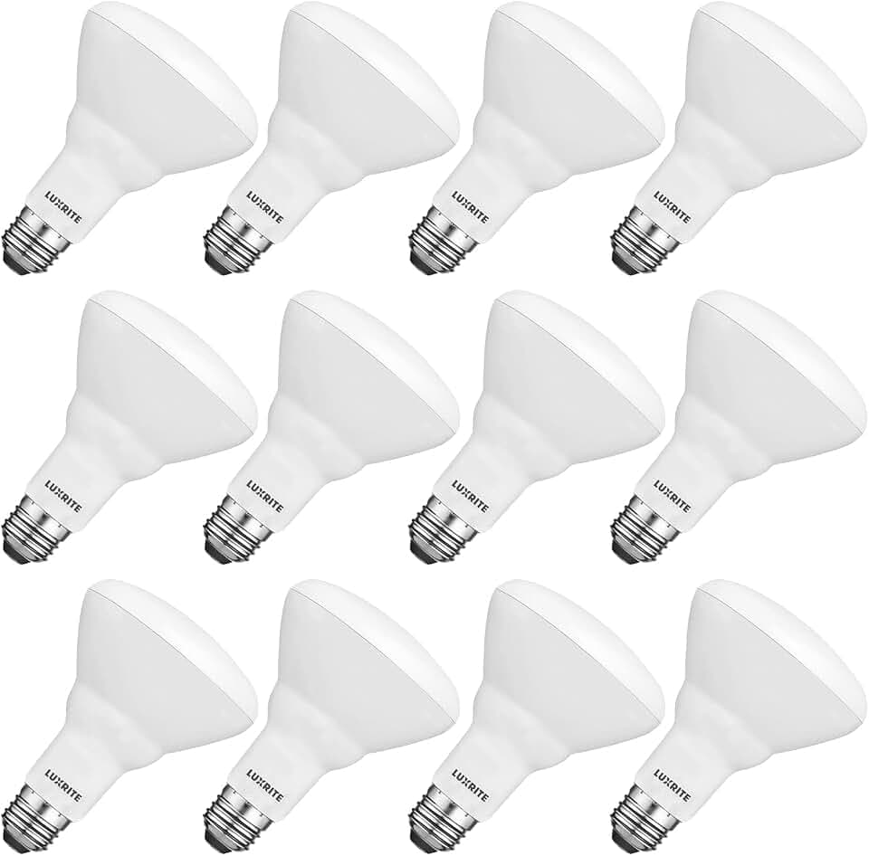 LUXRITE BR30 LED Bulb, 65W Equivalent, 650LM, 3000K Soft White (12 Pack)