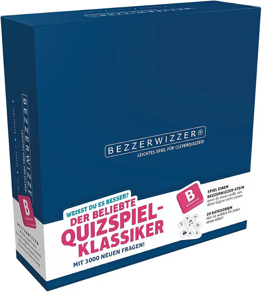 Asmodee Bezzerwizzer Studio, BEZZERWIZZER Quiz- und Partyspiel, 2+ Spieler, Ab 15+ Jahren, 45 Minuten, 3.000 Fragen in 20 Kategorien, Taktik & Wissen testen, Perfekt für Familie & Freunde, Deutsch