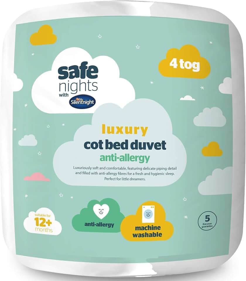Silentnight Safe Nights Luxus-Bettdecke für Kinderbett, 4 Tog, antiallergen, weich, atmungsaktiv, kuschelig, warm, für Kinder, Kleinkinder, hypoallergen und maschinenwaschbar, 150 x 120 cm