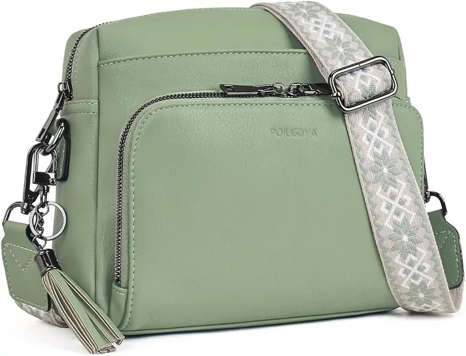 POIUGOYA Leather Crossbody Bag for Women Travel Purse Built-In RFID Wallet