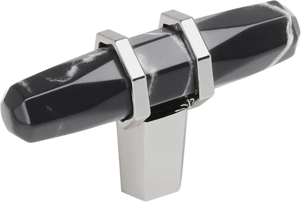 Amerock 2-1/2" Bar Carrione Marble Black/Polished Chrome Cabinet Knob