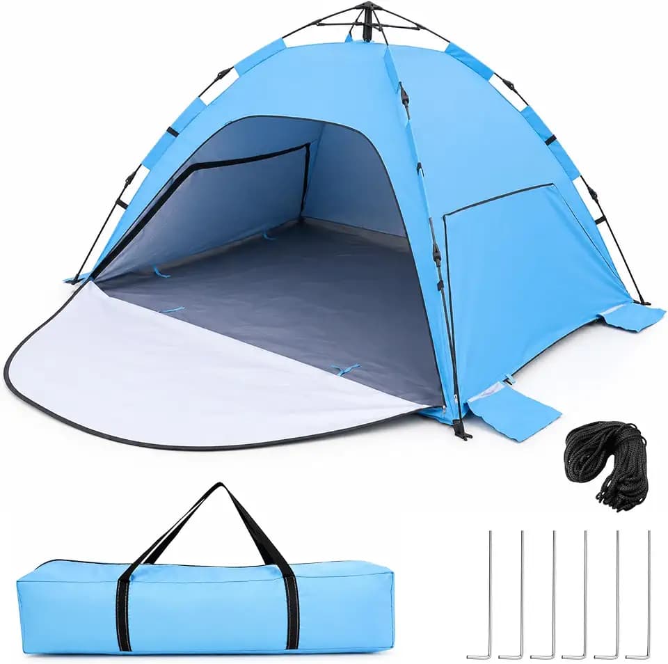 Pop Up Strandmuschel UV-Schutz 50+, für 2-3 Personen, Einfach Aufbau Abbau