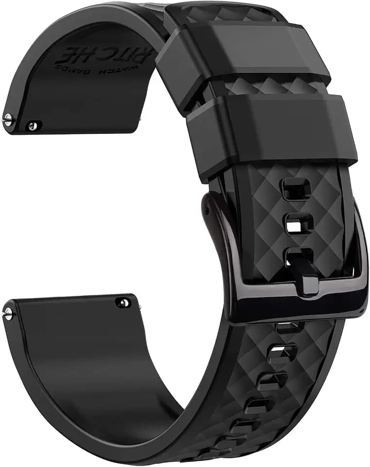 Ritche Christmas Gift Silicone Watch Bands 18mm 20mm 22mm 24mm Quick Release Rubber Watch Bands for Men, White Elephant Gifts, Stocking Stuffers For Men