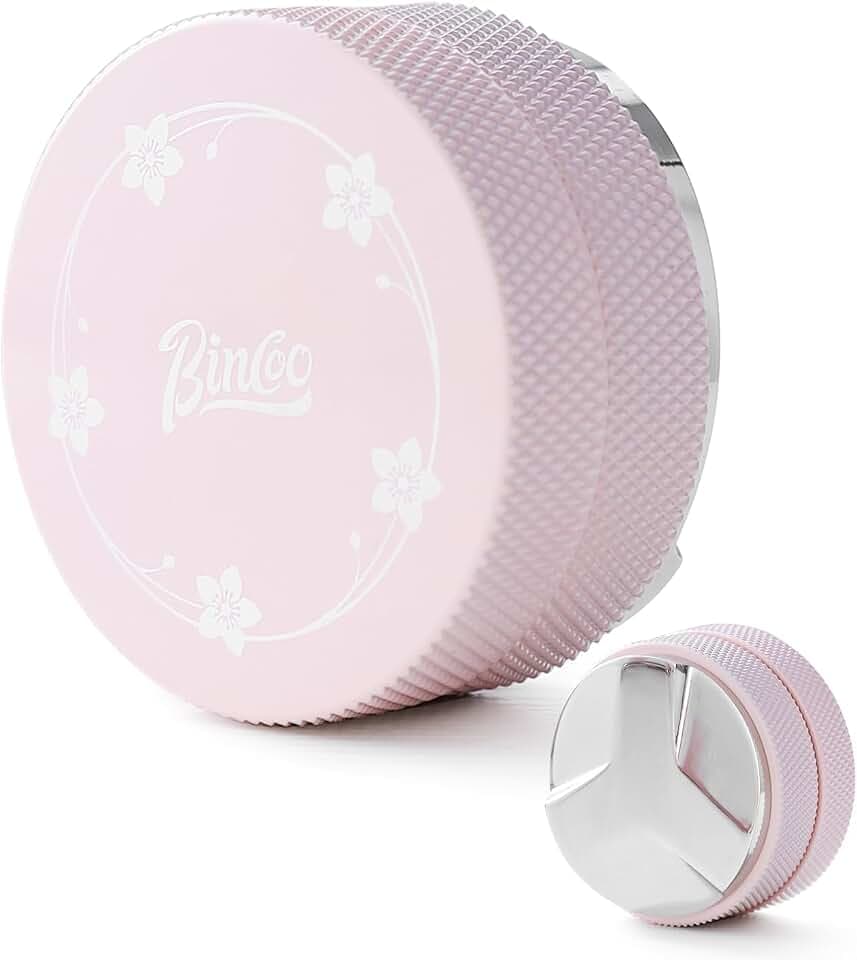 Pink 58mm Coffee Distributor & Tamper, Espresso Hand Tamper Tool Fits 58mm Portafilters, Adjustable Depth Coffee Tamper and Leveler