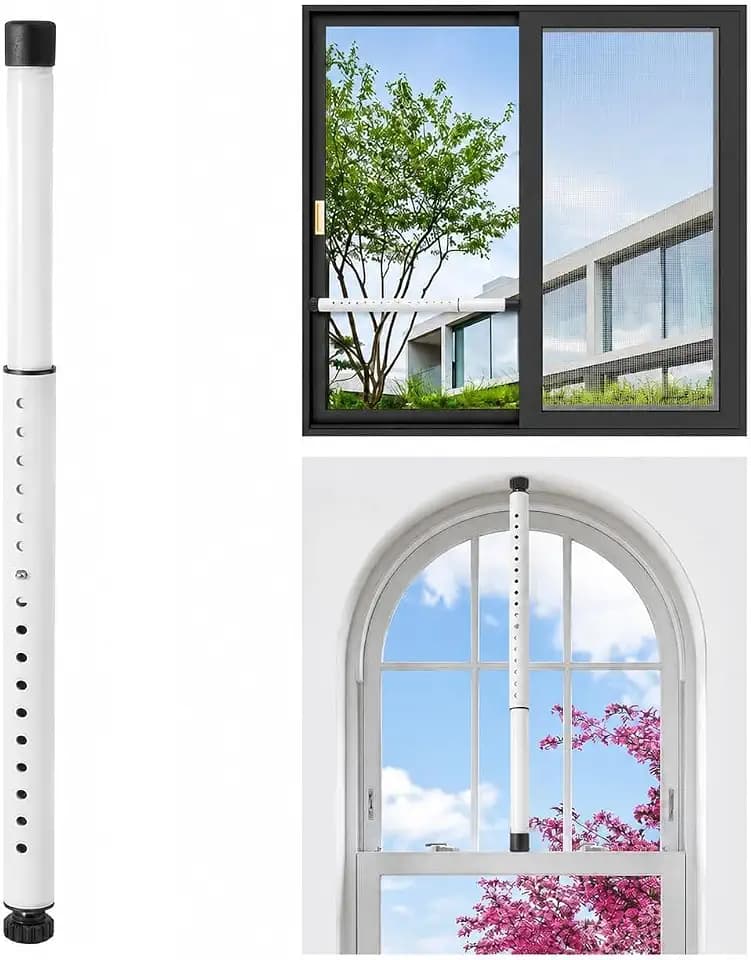 Sliding Door Security Bar for Sliding Glass Door 17-50 inch Adjustable Window Security Bar Heavy Duty Patio Door Security Bar Child Proof Anti Lift Door Jammer with Rubber Tips Home Apartment Hotel