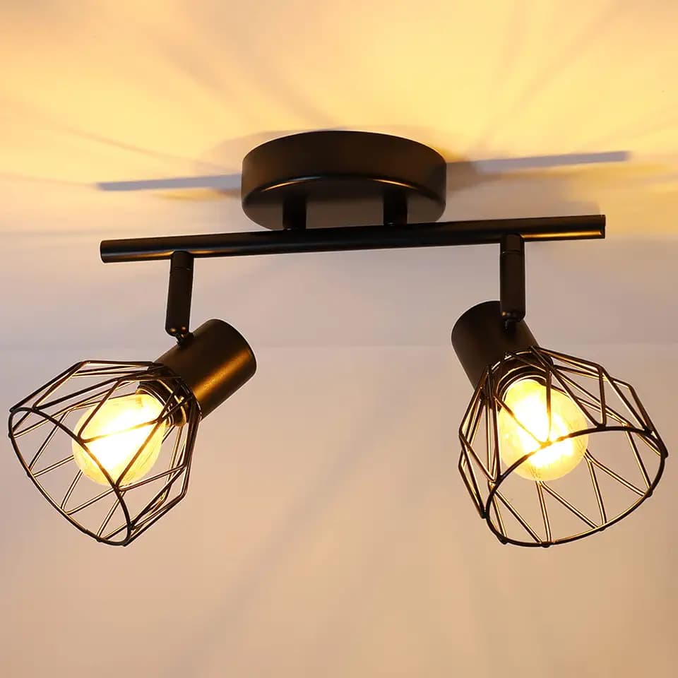 Dehobo Deckenstrahler 2 Flammig E14 LED Deckenlampe Schwarz Deckenspots