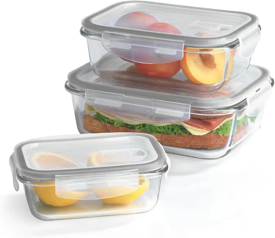 GOURMETmaxx Glas-Frischhaltedosen Klick-it 3er Set | Als Brotdose oder für Meal Prep | Spülmaschinen- Mikrowellen- und Gefrierschrankgeeignet | Aufbewahrungsbox mit Deckel