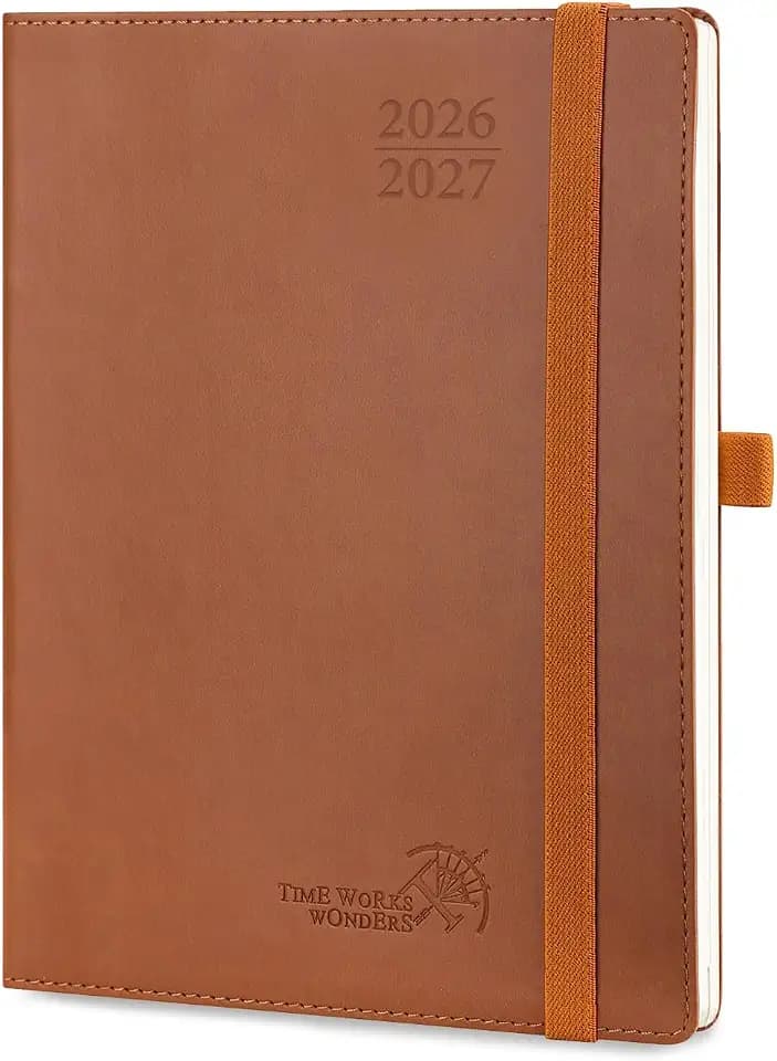 POPRUN Kalender 2026 2027 Wochenplaner, ca. A5 Softcover mit PU-Leder