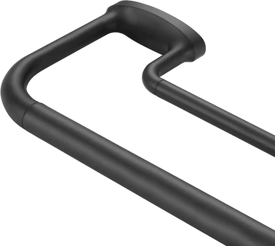 doppelte Gardinenstange – umlaufend, verstellbar (71–218,4 cm), 2,5 cm vorne & 1,6 cm hinten, mit Aluminium-Endstücken & Halterungen, schwarz