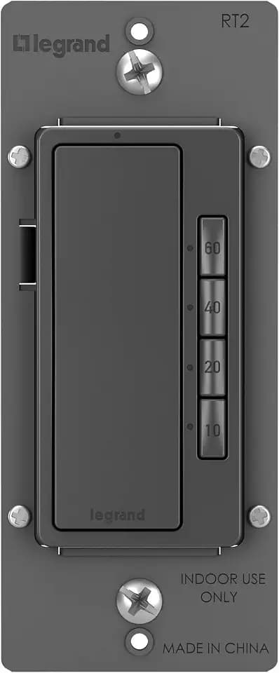 Legrand Radiant Digital Countdown Timer Switch, 4-Settings, Black, 1-Pack