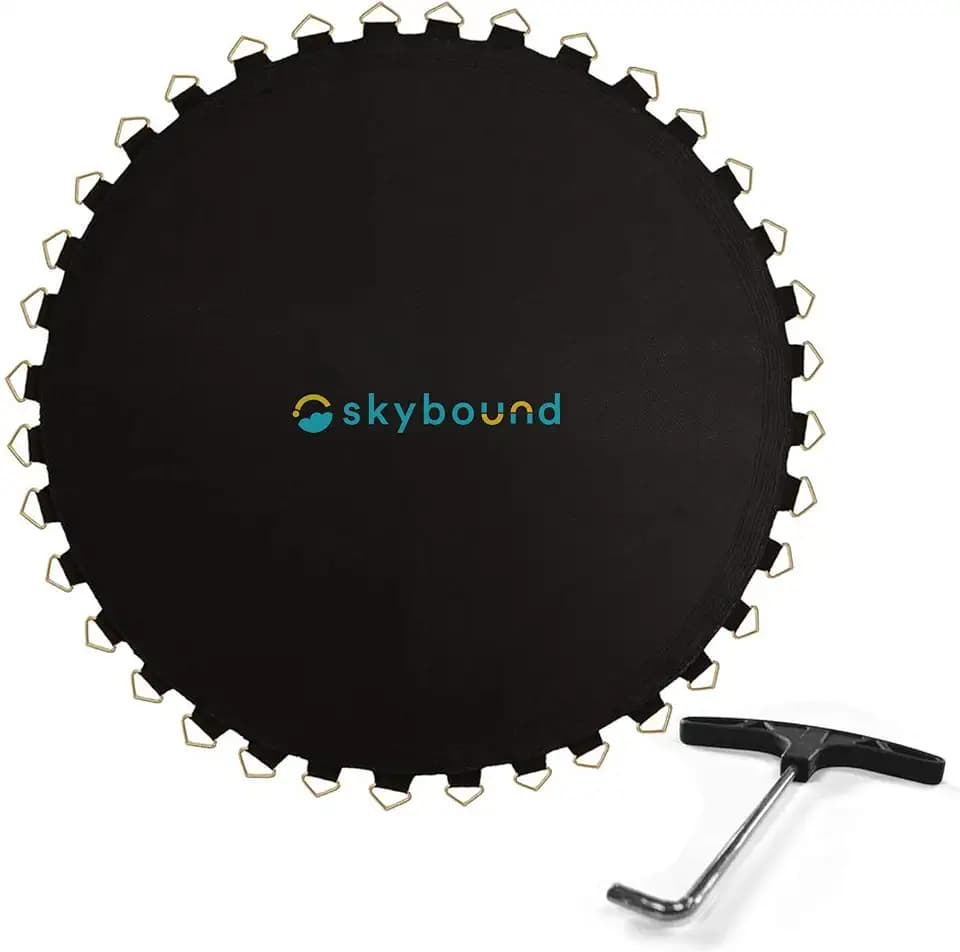 SkyBound Replacement Trampoline Mat, Fits 12ft Frames w/Spring Tool and Durable V-Rings, Bounce Safely with Extra Rows of Stitching