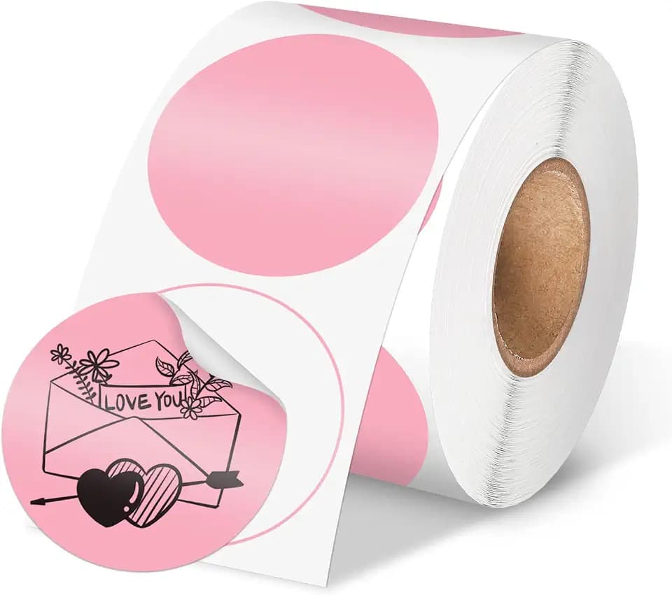 Phomemo Genuine 2” Pink Circle Thermal Labels, 2x2 Self-Adhesive Round Sticker Label, Circular Direct Labels Compatible with Phomemo Shipping Labels Printer, 750 Labels/Roll, White,Commercial Grade
