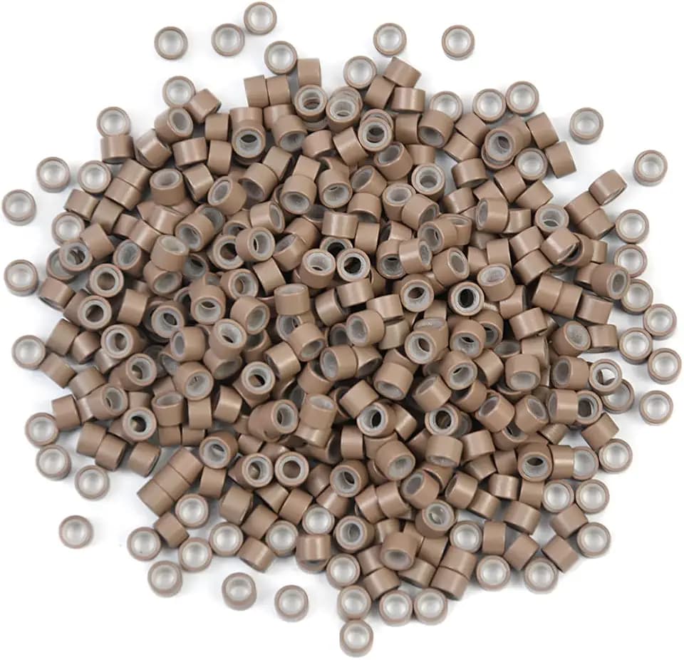500 Stück 4.5X2.5X3.0mm Micro Ringe Link Perlen Silikon Micro Ringe für Haarverlängerung (Hellbraun)